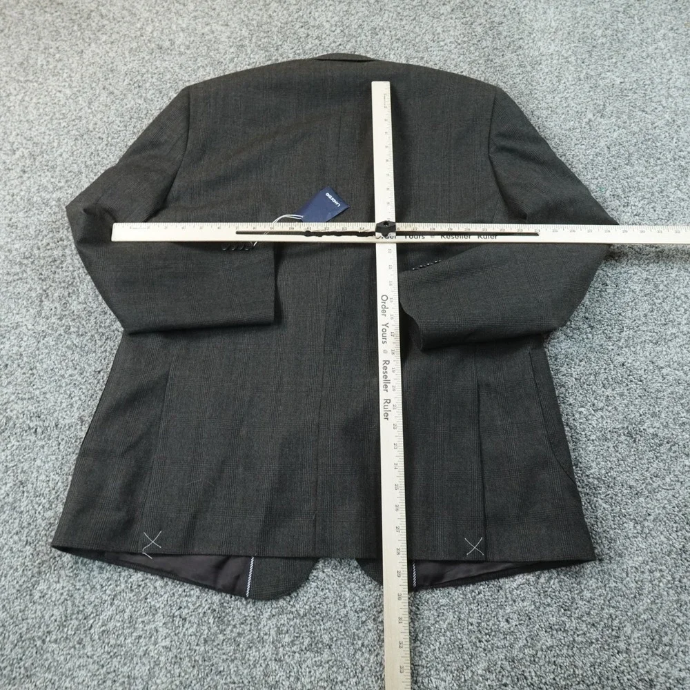 NEW Lands End Blazer Mens 46 Gray Glen Plaid Wool Button Sport Coat Suit Jacket